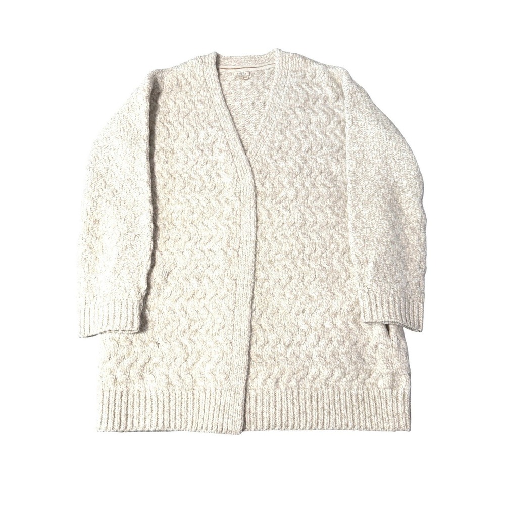 Fat Face Ellie Cardigan Sweater Womens 8 Cream Chunky Cable Knit Pockets Open